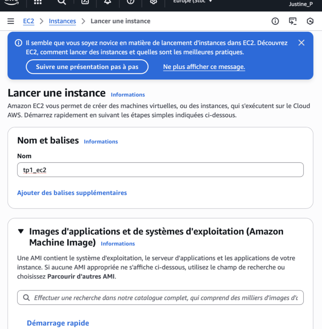 Création de l'instance EC2