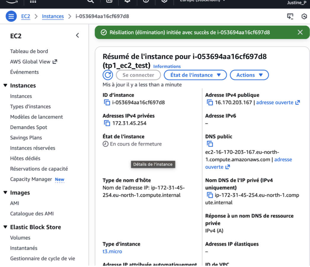 Résiliation instance